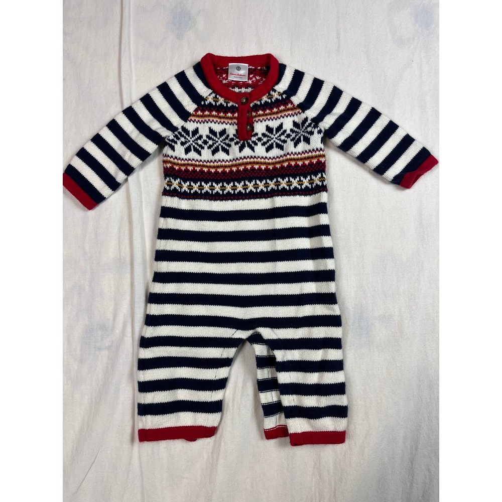 Hanna Andersson Baby Knit Romper Fair Isle Snowflake Striped Sweater Piece 75